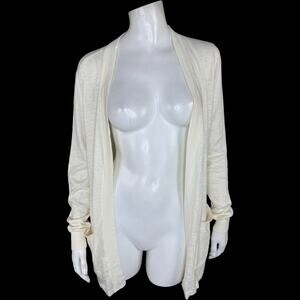 Denim & Co. Beach Regular‎ Open Front Tunic Cardigan Natural Small NWOT
